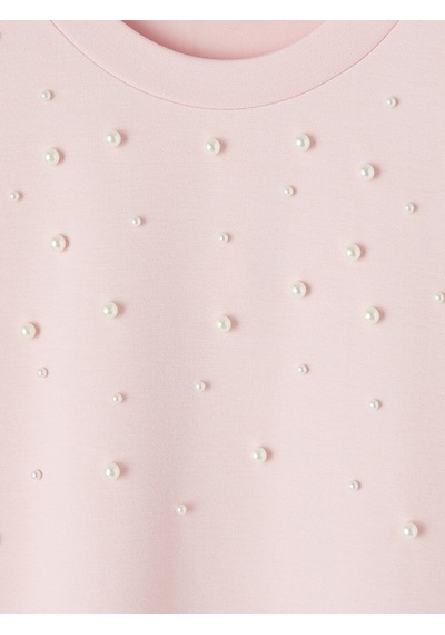 Lcw Comfort Pembe Boncuk İşlemeli Soft Touch Kadın Tişört