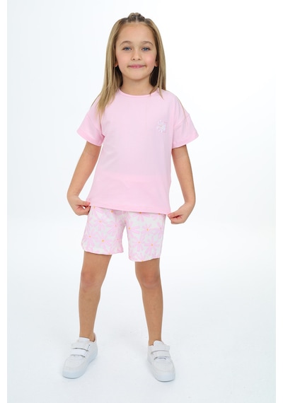 Toontoy Kids Toontoy Kız Çocuk Garni Ve Üst Çiçek Baskılı Şortlu Takım Açık Pembe