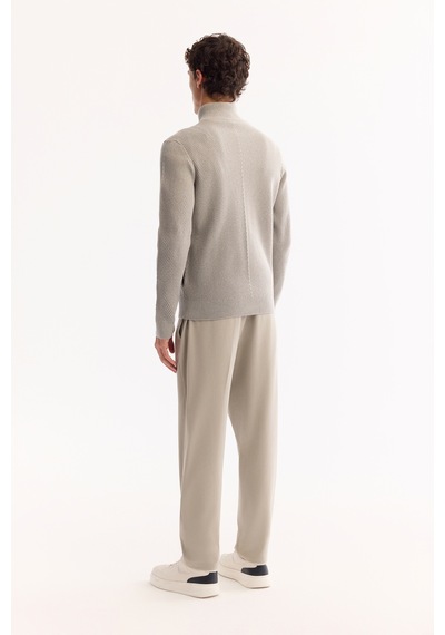 Avva Erkek Gri Dik Yaka Fermuarlı Pamuklu Soft Touch Dokulu Regular Fit Hırka A52y5181