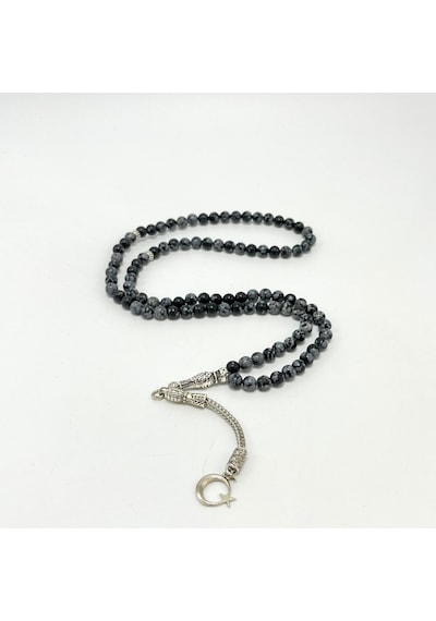 Yıldız Doğal Taş  Karlı Obsidyen 6mm 99luk Doğal Taş Tesbih