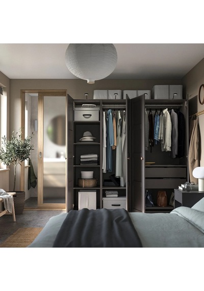 Ikea Koyu Gri Modern Kapaklı Gardırop 200x60x201 Cm