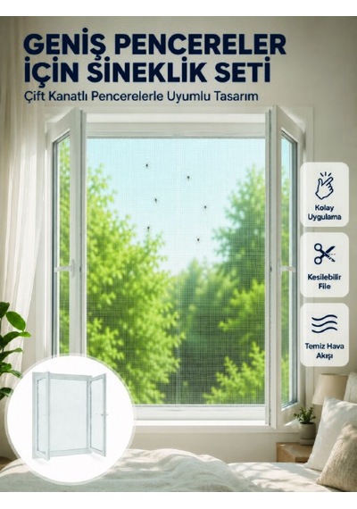 Shnstore Çift Kanatlı Pencere Sineklik Seti Kesilebilir Koruyucu File Shntknd0720 Ev Ve Yaşam Ev Ve Yaşam Xml Sinek Perdesi Xml