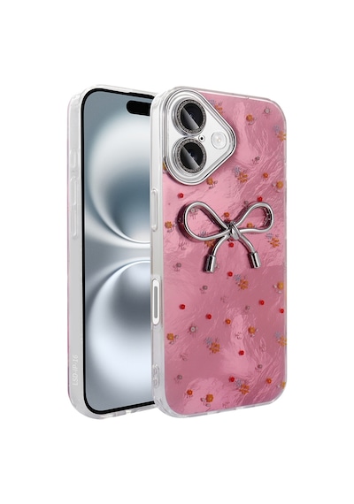 Apple Uyumlu iPhone 16 Plus Kılıf Kamera Korumalı Figürlü Zore Ponti Silikon Kapak Açık Pembe