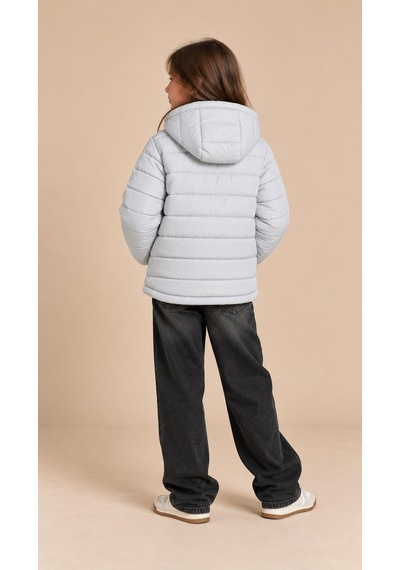 Alexandergardi Puffer Kapüşonlu Unisex Çocuk Şişme Mont Gri