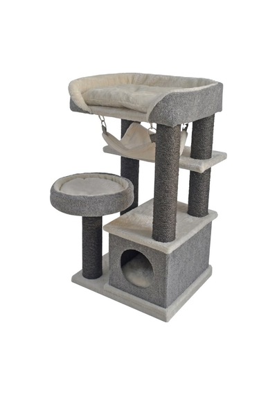 Tommy Çok Katlı Lüks Kedi 48x40x90 Evli Tırmalama Gri