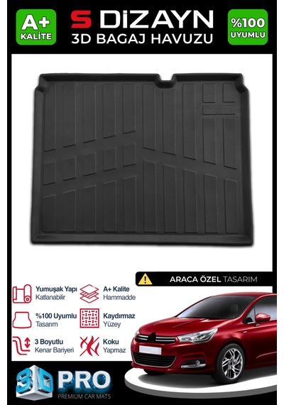 S-dizayn Citroen C4 3d Pro Bagaj Havuzu 2010-2018 A+ Kalite