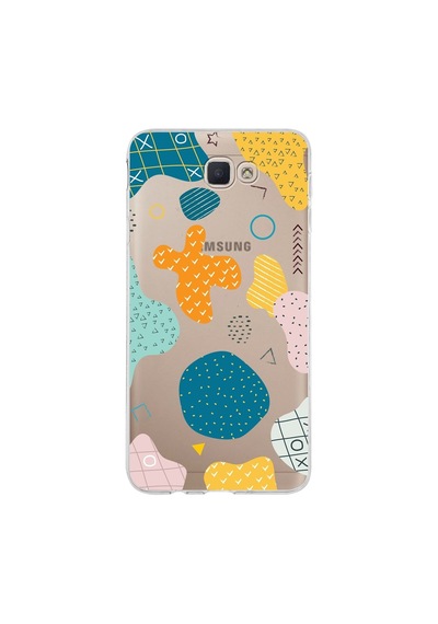 Samsung Galaxy Uyumlu J7 Prime 2 Kapak Geometrik Şekiller Tasarımlı Şeffaf Silikon Kılıf Şeffaf
