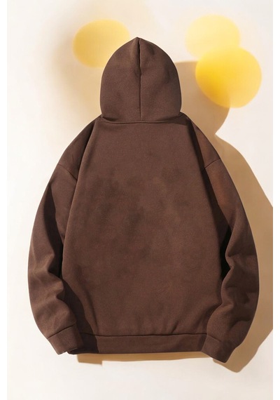Flowers Baskılı Oversize Sweatshirt Kahverengi