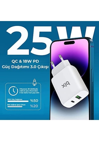 Zh-2u41t 25w Pd 3.0 Type-c & Usb-a Çift Bağlantı Noktalı Hızlı Şarj Adaptörü,, 15/14/13/12/pro Max, İpad Air/pro Ve Daha Fazlası İle Uyumlu