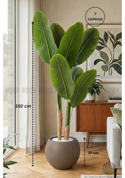 Biçiçek Yapay Starli̇ce 160 Cm 7 Yapraklı Mocha Küre Saksıda