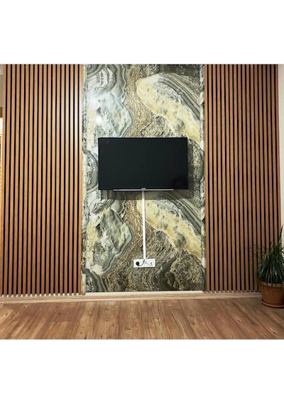 Keçeli Dekoratif Akustik Ahşap Panel Bambu Renk 60x240cm .