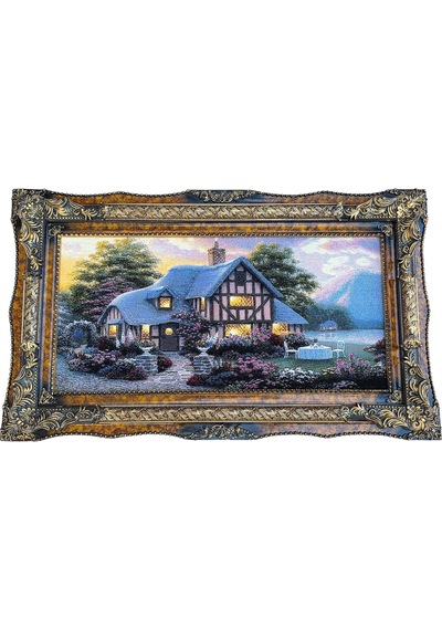 Hobbit Evi Adlı İran Tebriz Halı Tablo 123x75cm - Duvar Halı Kilim Tablo