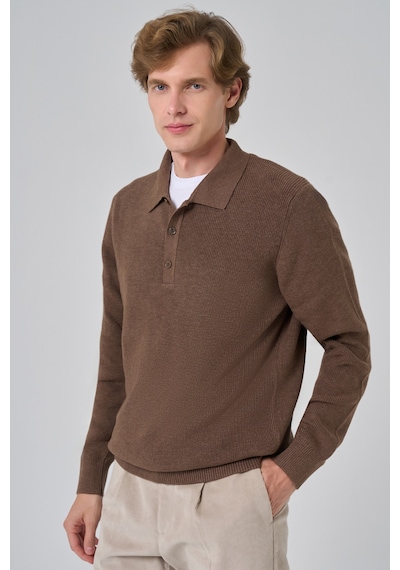 Morven Erkek Kahve Trend Polo Yaka Dynamic Fit Rahat Kesim Triko 26kc017008400 Kahve