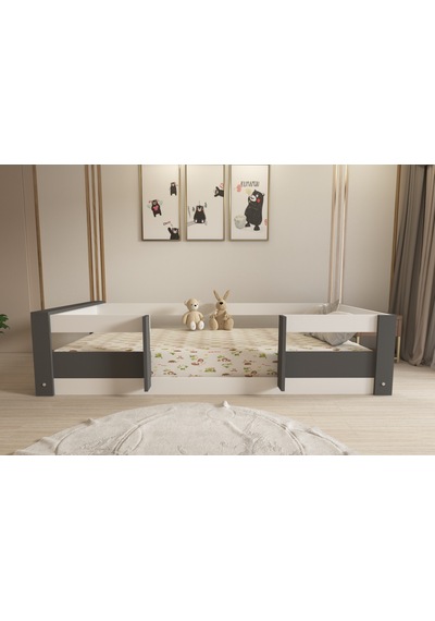 Herseycik Ninnimo Montessori 90X190 Yatak Uyumlu Karyola M7-14 Antrasit - Beyaz