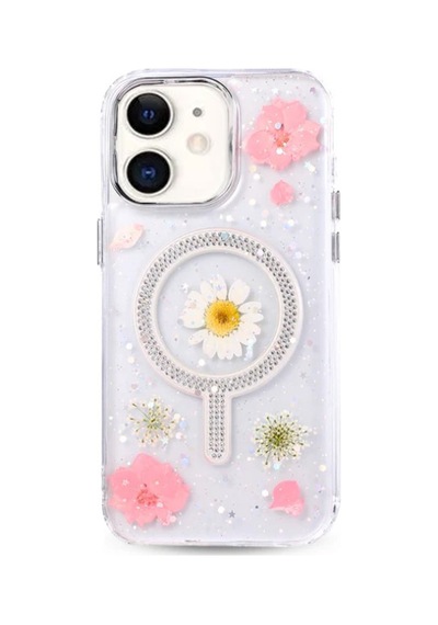 İphone 11 Uyumlu Flower Magsafeli Yeni Tasarım Kılıf - Pembe