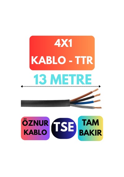 Öznur 4x1 Ttr Kablo Metre Seçenekli Siyah - 13 Metre