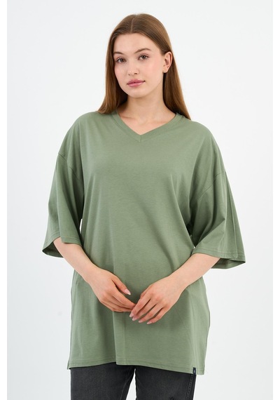 V Yaka Oversize T-shirt E24-742a-wn Mint