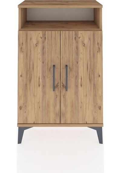 Arges Komodin 3 Raflı 2 Kapaklı 60x30x96 Çam-çam Çam