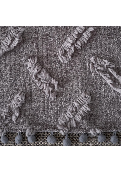 Ponela Bohem Ponponlu Koltuk Örtüsü 90x200 Cm Sadece Oturma Alanı 1 Adet - Gri Çok Renkli