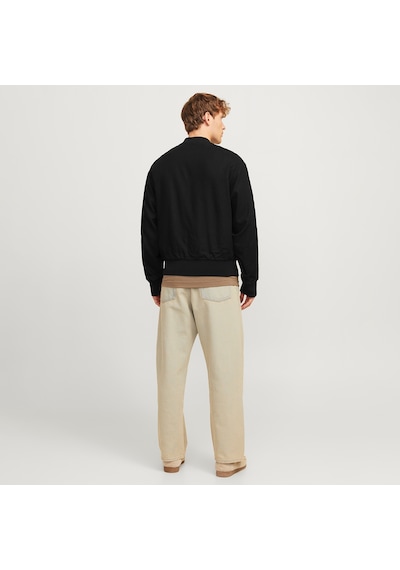 Jack & Jones Jack&jones Ario Linen Bomber Erkek Siyah Yuvarlak Yaka Ceket Siyah