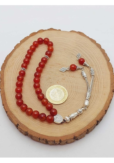 Yemen Akik Taşı Tesbih 33lük 8mm 55998 Çok REnkli