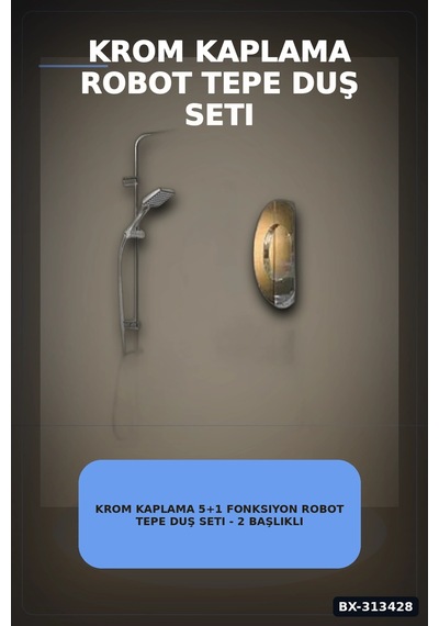 Bay Krom Kaplama 5+1 Fonksiyon Robot Tepe Duş Seti - 2 Başlıklı Banyo Takımı Bx-313428 Najmaddin Diğer