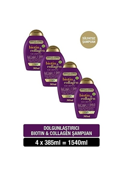 Dolgunlaştırıcı Biotin & Kolajen Şampuan 4 X 385 Ml