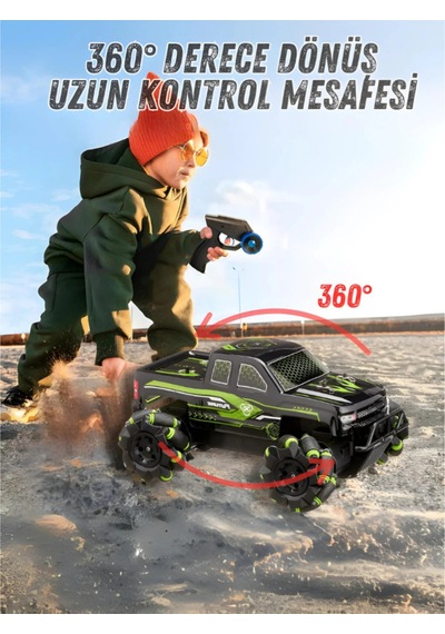 Tornado Uzaktan Kumandalı Işıklı Drift Arabası 4x4 Akrobat Off-road Jeep 2.4ghz Şarjlı Araba Çok Renkli