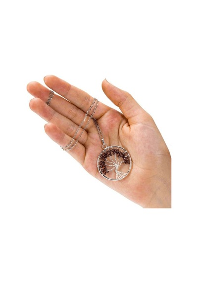 Erilsa Sertifikalı Doğal Lal - Garnet - Granat Taşı Hayat Ağacı Kolye Çok Renkli