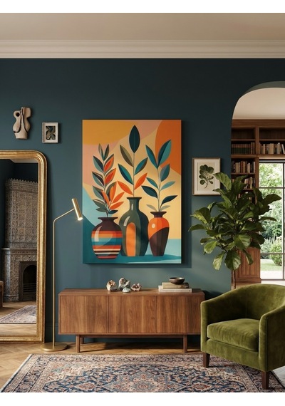 Tablo 60x90 Cm Büyük Boy Kafe Ve Salon Hediyelik Duvar Aksesuarı Bej - Siyah