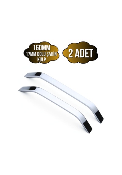 Şahin Krom Alüminyum Dolap Kulpu Mobilya Ve Mutfak Dolap Kulpu 17mm 160mm Krom 2 Adet Alüminyum Krom
