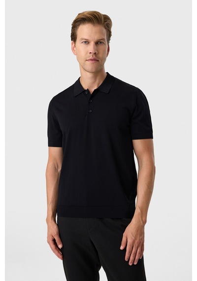 Back And Bond Regular Fit Düğmeli Siyah Polo Yaka Tişört
