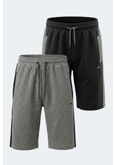 Slazenger Nando 2 Li Set Erkek Siyah - Koyu Gri Şort