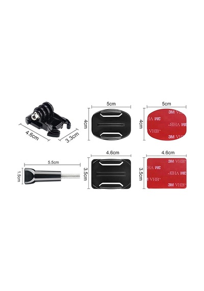 Gplus Bs06kyvh 6 Parça Oval Eğimli Zemin Ve Flat Düz Yüzey Vidalı Hızlı Tak Aksiyon Kamera Uyumlu 3m Yapışkanlı Motor Kask Bağlantı Base Seti Siyah