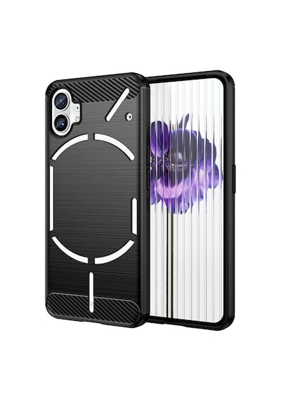 Microcase Nothing Phone 2 Brushed Carbon Fiber Silikon Kılıf - Siyah Al3332