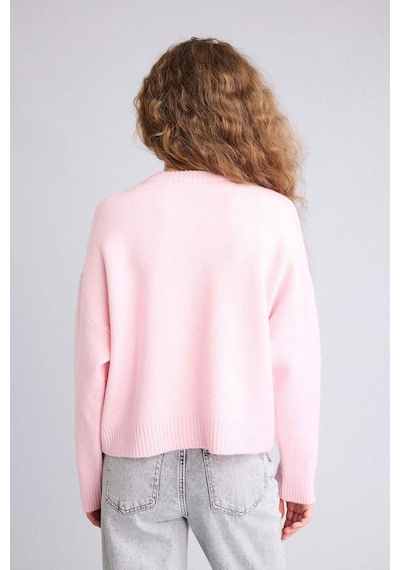 Defacto Regular Fıt Bisiklet Yaka Triko Kazak G9736ax26sppn473 Pembe-pn473