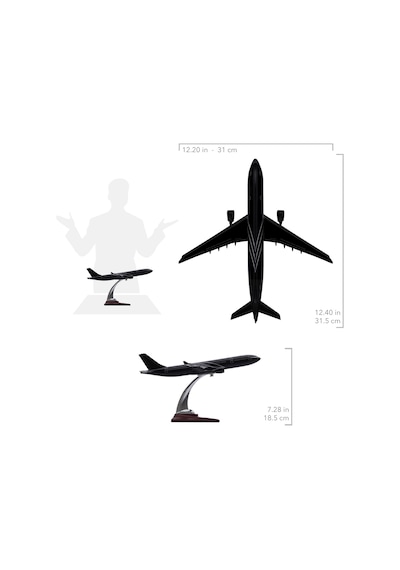 Zekupp - Maket Uçak - Airbus A330-300 1/200 - SİYAH ÖZEL TASARIM Model Uçak