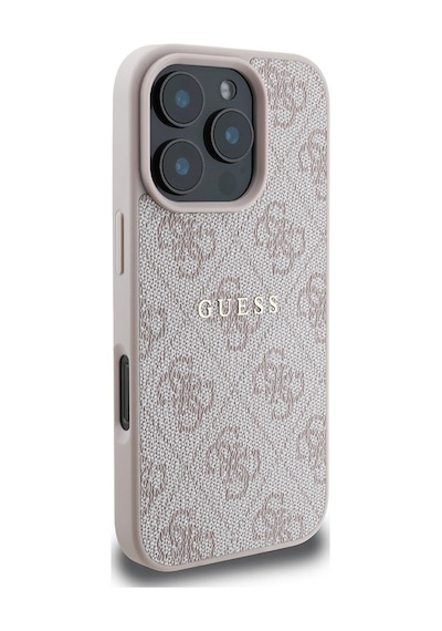 Apple iPhone 16 Pro Uyumlu Kılıf Guess Lisanslı Magsafe Şarj Özellikli 4g Desenli Yazı Logolu Kapak Pembe
