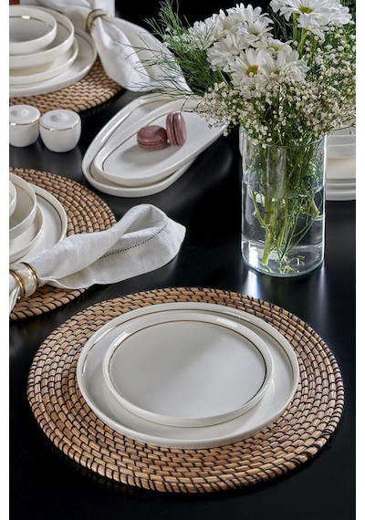 Neva N3455 Velvet Gold 28 Parça Yaldızlı Porselen Yemek Takımı