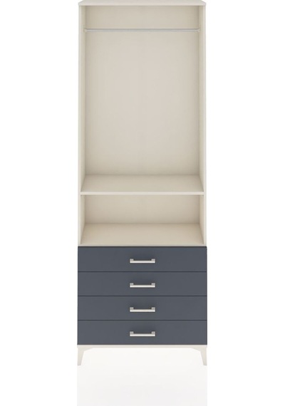 Arges Dolap 2 Raflı 4 Çekmeceli Tek Askılı 88x30x243 Aytaşı-antrasit Aytası