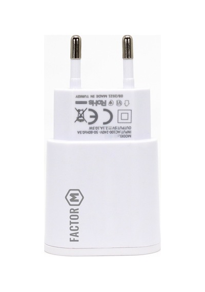 Factor M FM101T Çift Çıkışlı 2.1A Type-C Şarj Cihazı