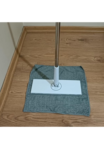Tembel Mop - Tüm Bezleri Kendi Alabilen Otomatik Mop, 360 Dönebilen, Kullan At Bezler İçin Pratik Mop Beyaz