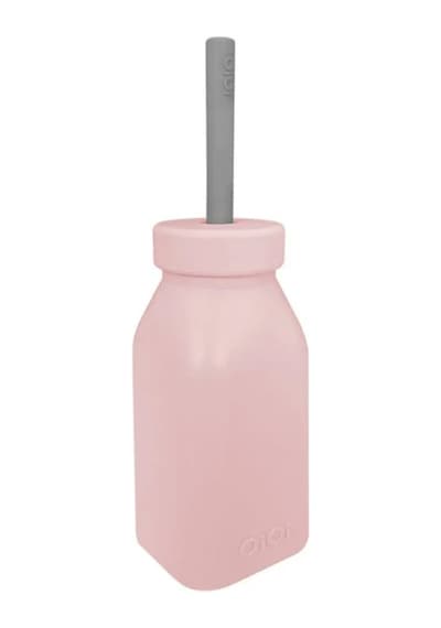 Oioi Silikon Şişe ve Pipet 6+ Ay 200 ML Pinky Pink - Powder Grey Pembe