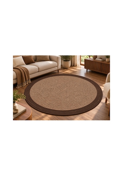 Dokuma Paspas Kahverengi Bej Dokuma Sisal Kilim Kahverengi Halat Kordon İp Bordürlü Modern Bohem Kaymaz Taban Dekoratif Kapı Önü Giriş Paspası Antre Mutfak Oturma Odası Kilimi Bej-kahverengi Bej-kahverengi