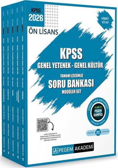 Pegem 2026 Ön Lisans Soru Bankası Modüler Set Genel Yetenek Genel Kültür Tamamı Çözümlü 5 Kitap
