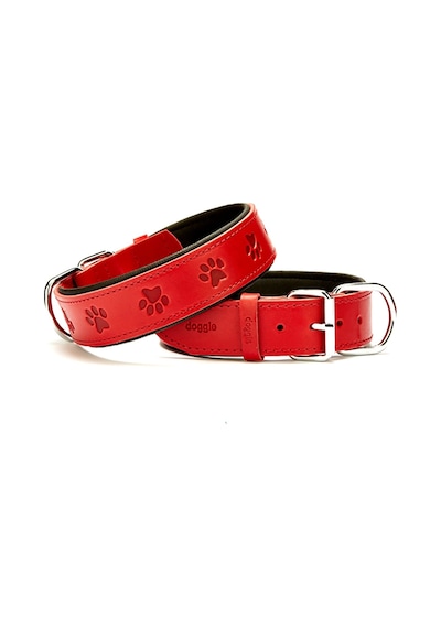 Doggie Konfor Deri Pati Desenli Boyun Tasması 4X52-60Cm Kırmızı