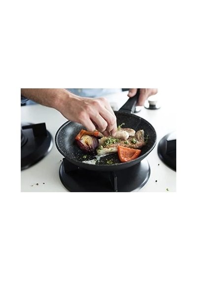 Granit Kaplamalı Wok Tava - 30 Cm, Ergonomik Tasarım 001 Siyah