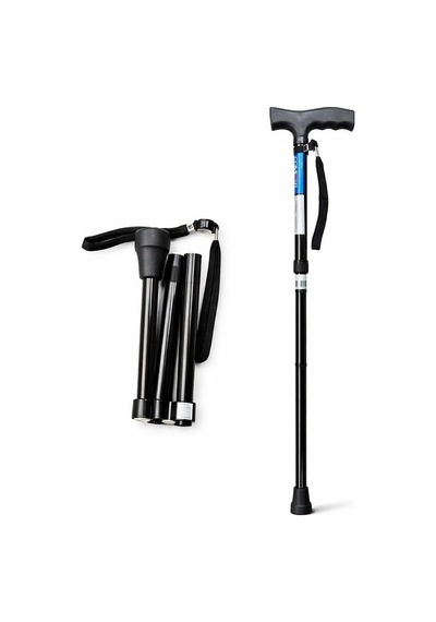 Bozkar Medikal Katlanabilir Yürüyüş Bastonu, Ayarlanabilir Yükseklik, Ergonomik Tutuş, Kaymaz Taban, Hafif Ve Taşınabilir