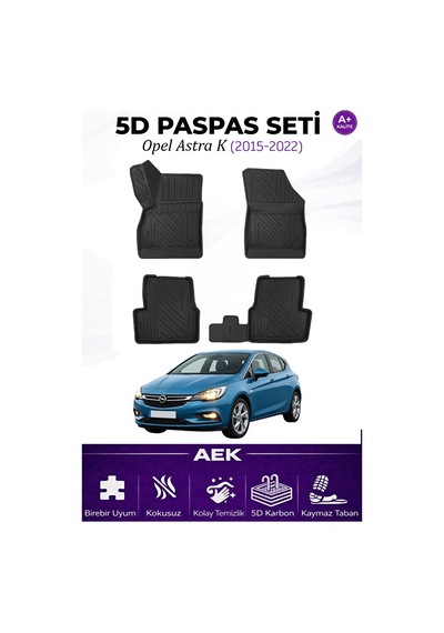 Opel Astra "k" 2015-2022 Araca Özel Havuzlu "karbon" Paspas Takım