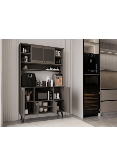 Melura Kahve Köşesi 120 Cm %100 Mdf Çok Amaçlı Dolap Gri